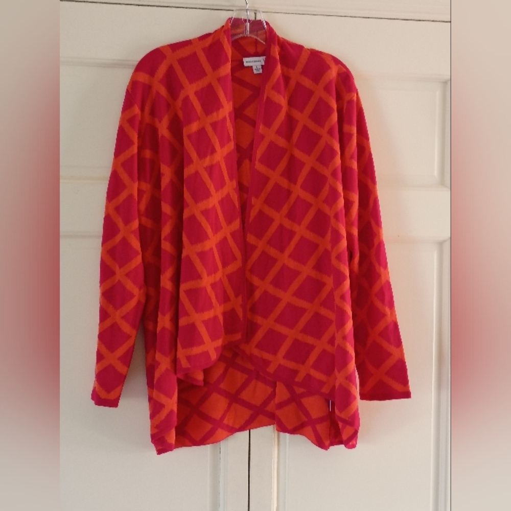 Women's Red and Orange Geometric Sweater Cardigan.New Confition